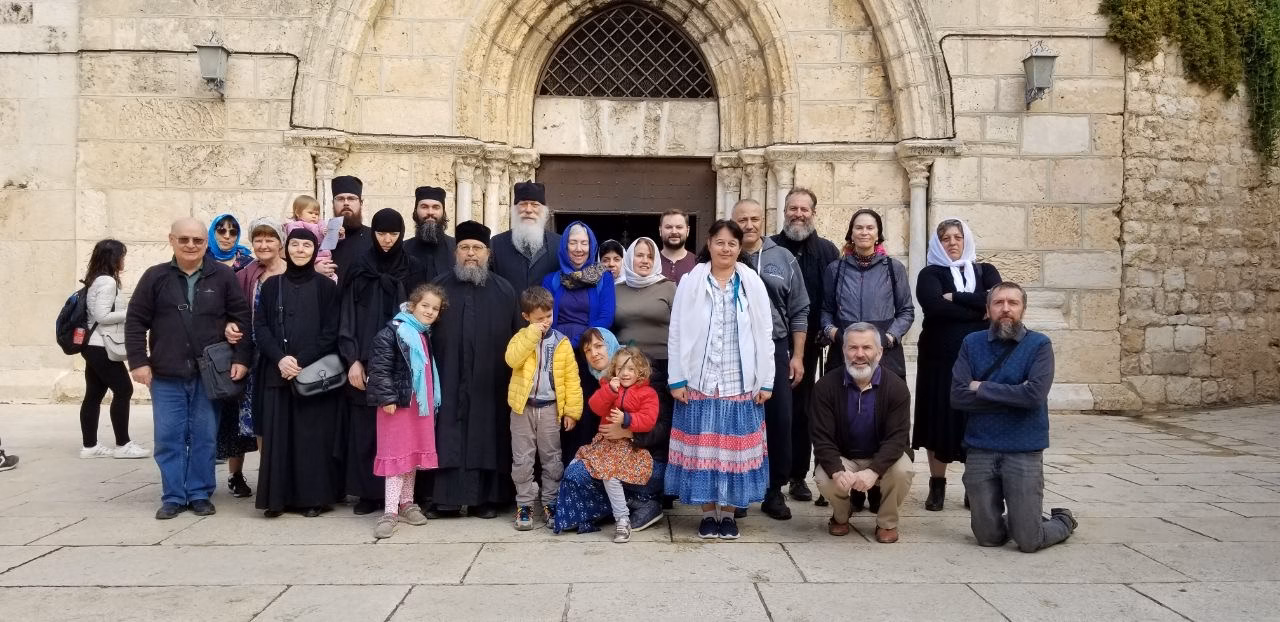 Our 2022 Pilgrims outside the Holy Church of the Dormition of the Most Holy Theotokos.